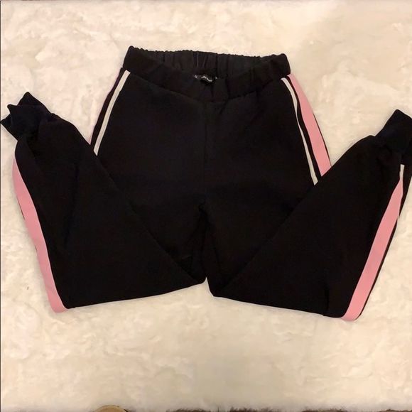 Zara black with pink side stripe jogger pants XS - Picture 3 of 7